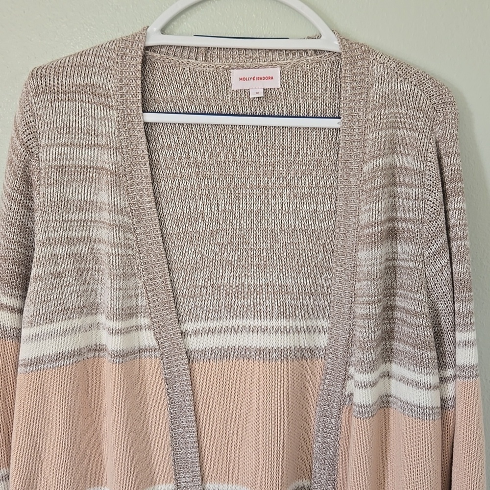 Molly & Isadora | Blush And Tan Long Cardigan Size 1X - Picture 2 of 8
